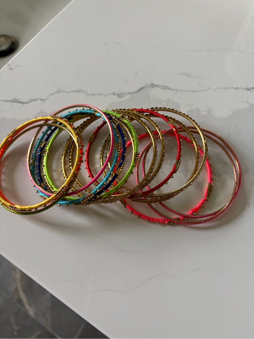 Anthropologie Multicolor Women’s Metallic and Neon Bangle Bracelet Set